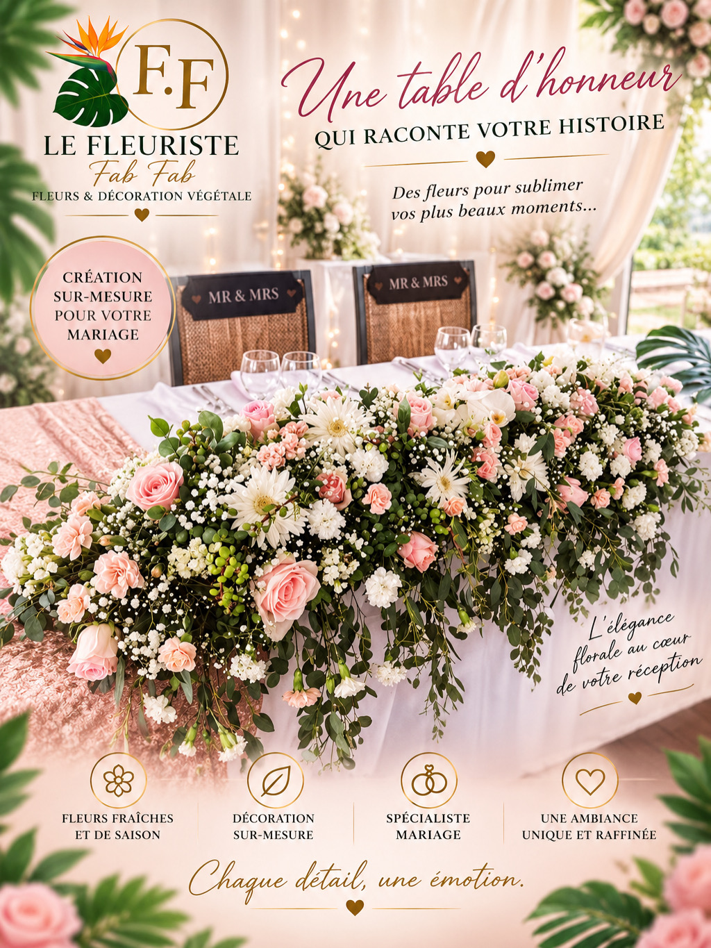 Table d’honneur — création sur mesure pour votre mariage