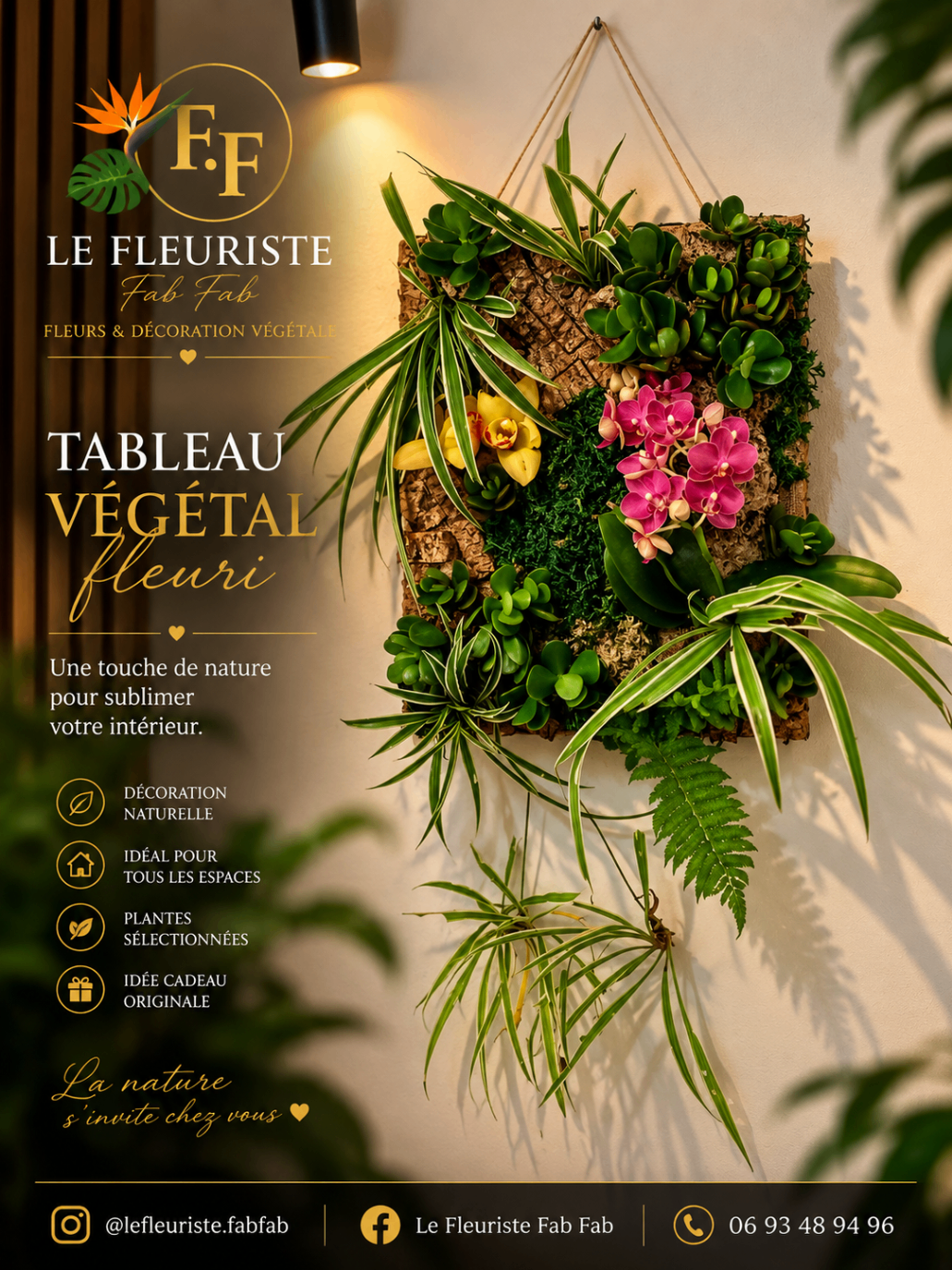 Tableau végétal fleuri Le Fleuriste Fab Fab